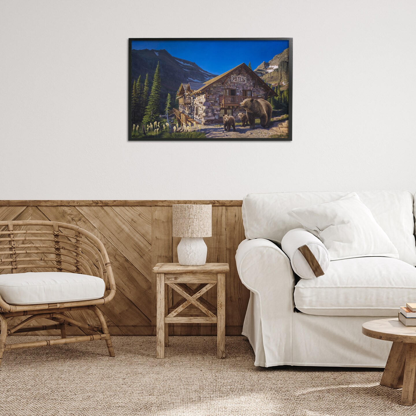 Stupell Industries Forest Cabin & Bears Framed Giclee, design by James Corwin