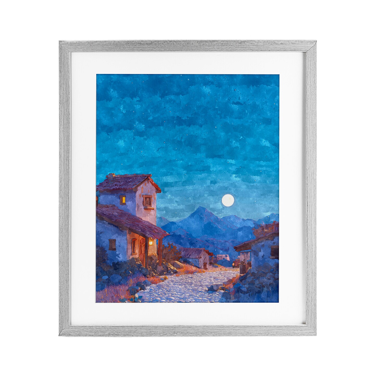 Stupell Industries Moon over Quiet Town Framed Print Under Glass, design by Ziwei Li