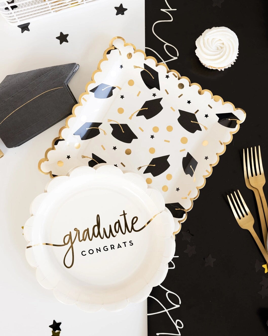 Graduate Congrats Paper Plate | Graduation Paper Plates | White Graduation Plates