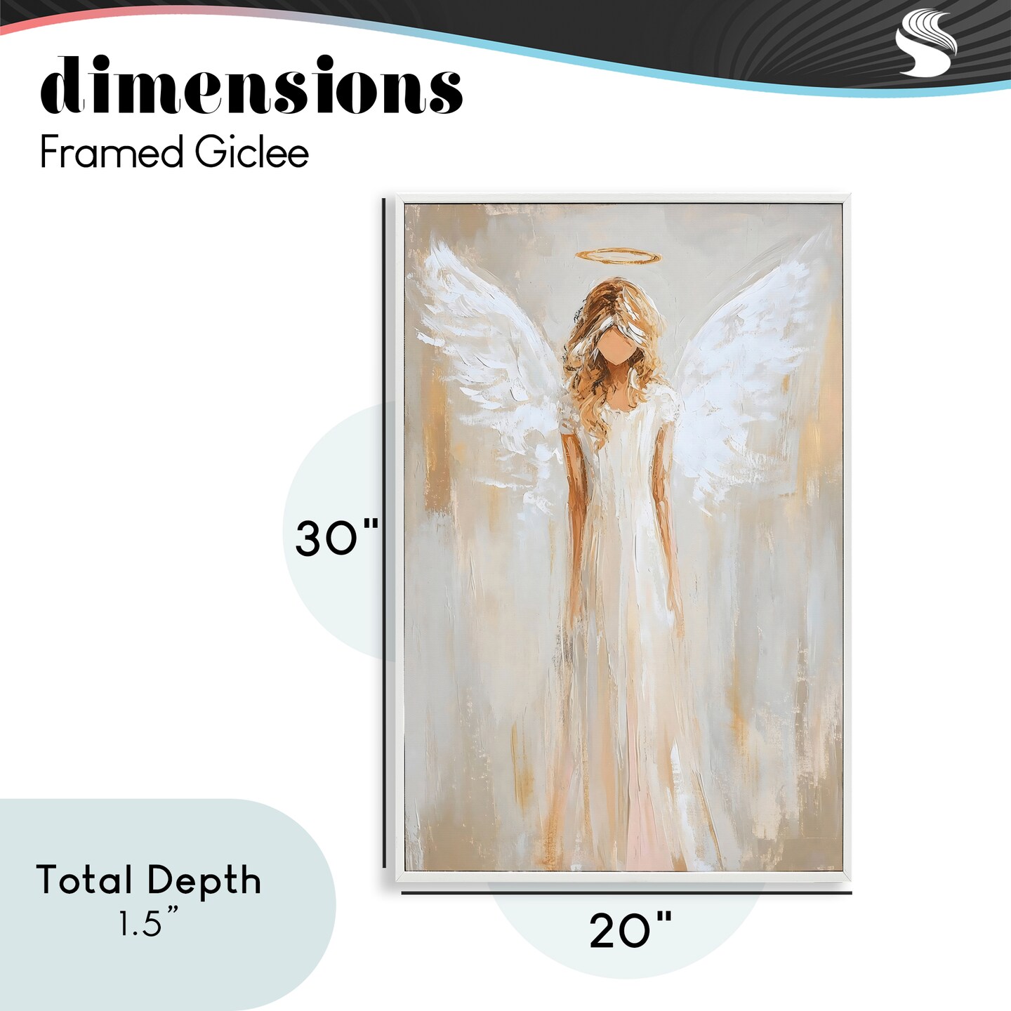 Stupell Industries Divine White Robe Angel Framed Giclee, design by Petal Prints Design