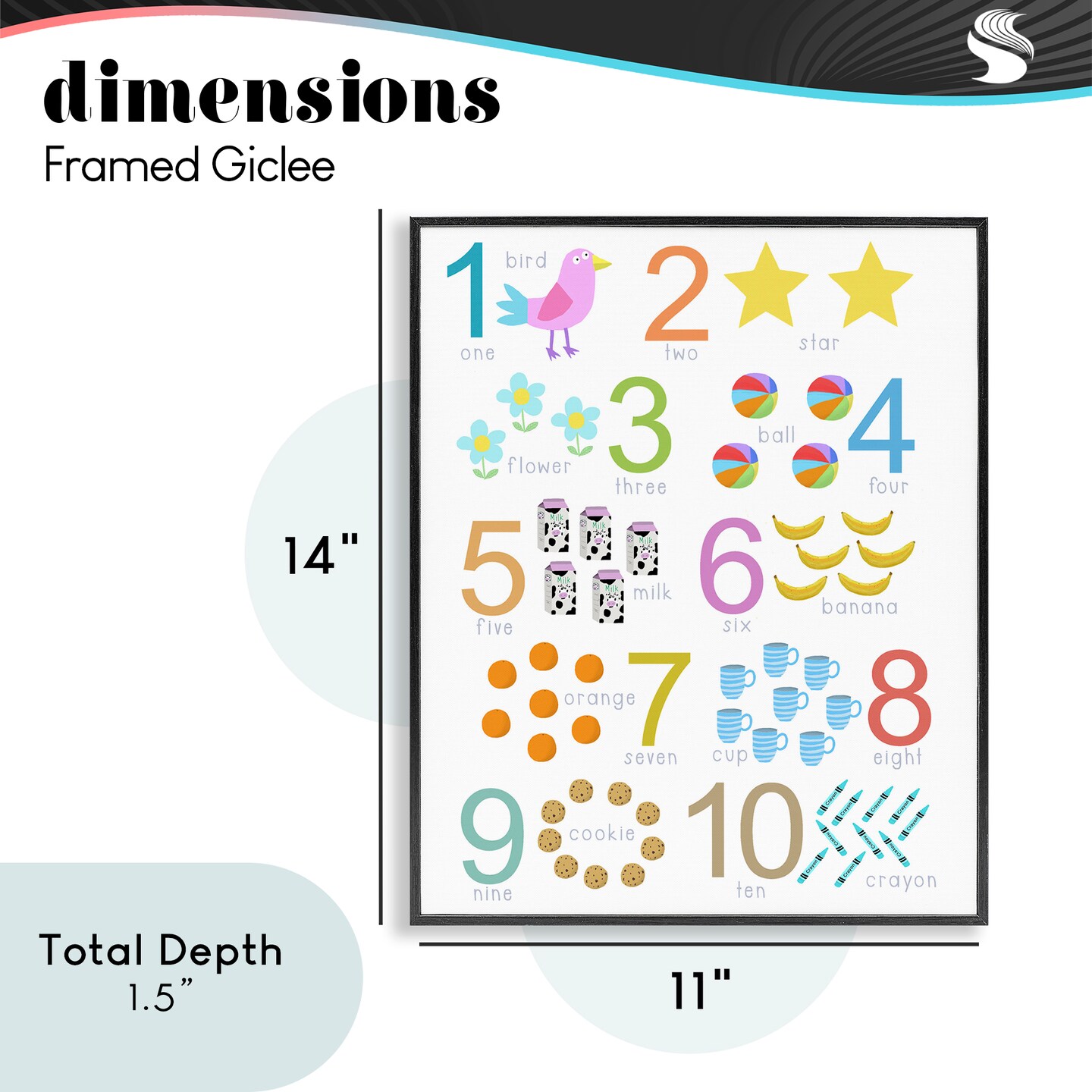 Stupell Industries Fun Learning To Count Framed Giclee, design by Carla Daly
