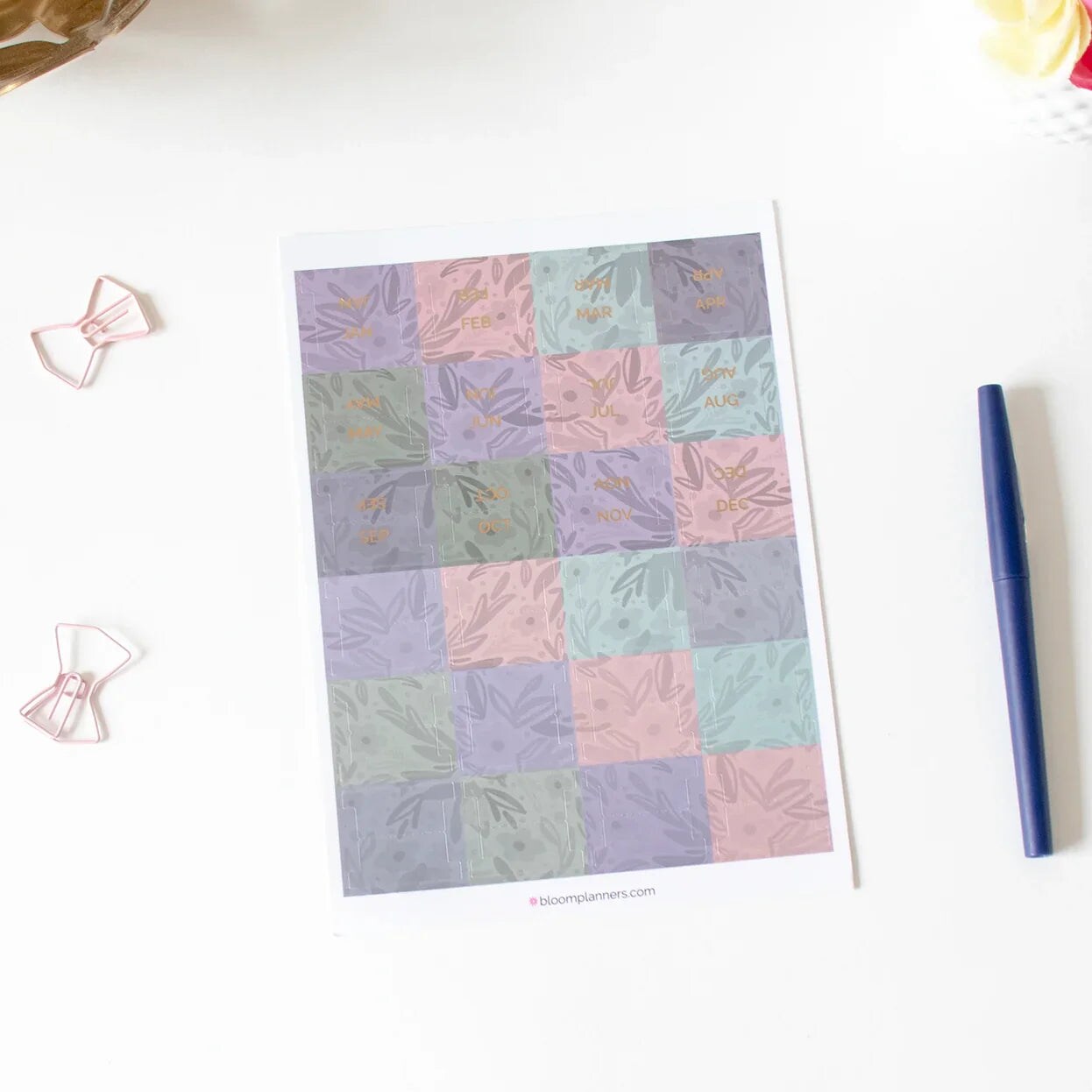 bloom daily planners 24 Piece Planner Tab Sticker Set, Jewel Floral