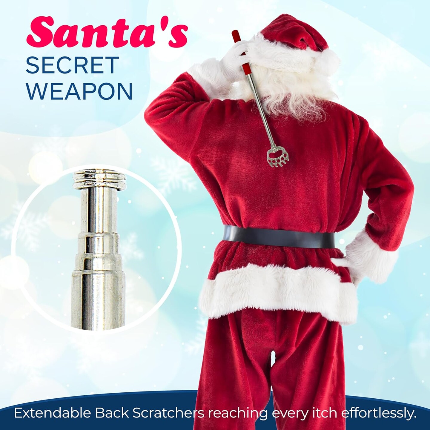 4E's Novelty 2-Pack Extendable Back Scratchers for Adults, Telescopic Bear Claw Scratchers with Non-Slip Grip, Christmas Stocking Stuffer Gift Idea for Men & Women, Portable Back Relief Tool