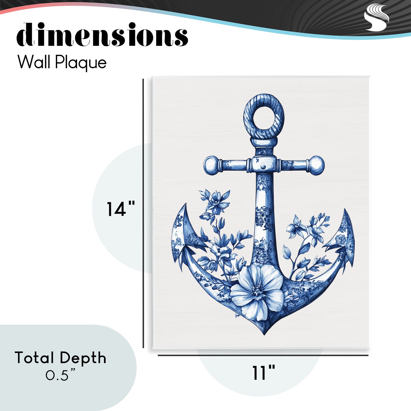 Stupell Industries Toile Patterned Anchor Wall Plaque, design by Lettered and Lined