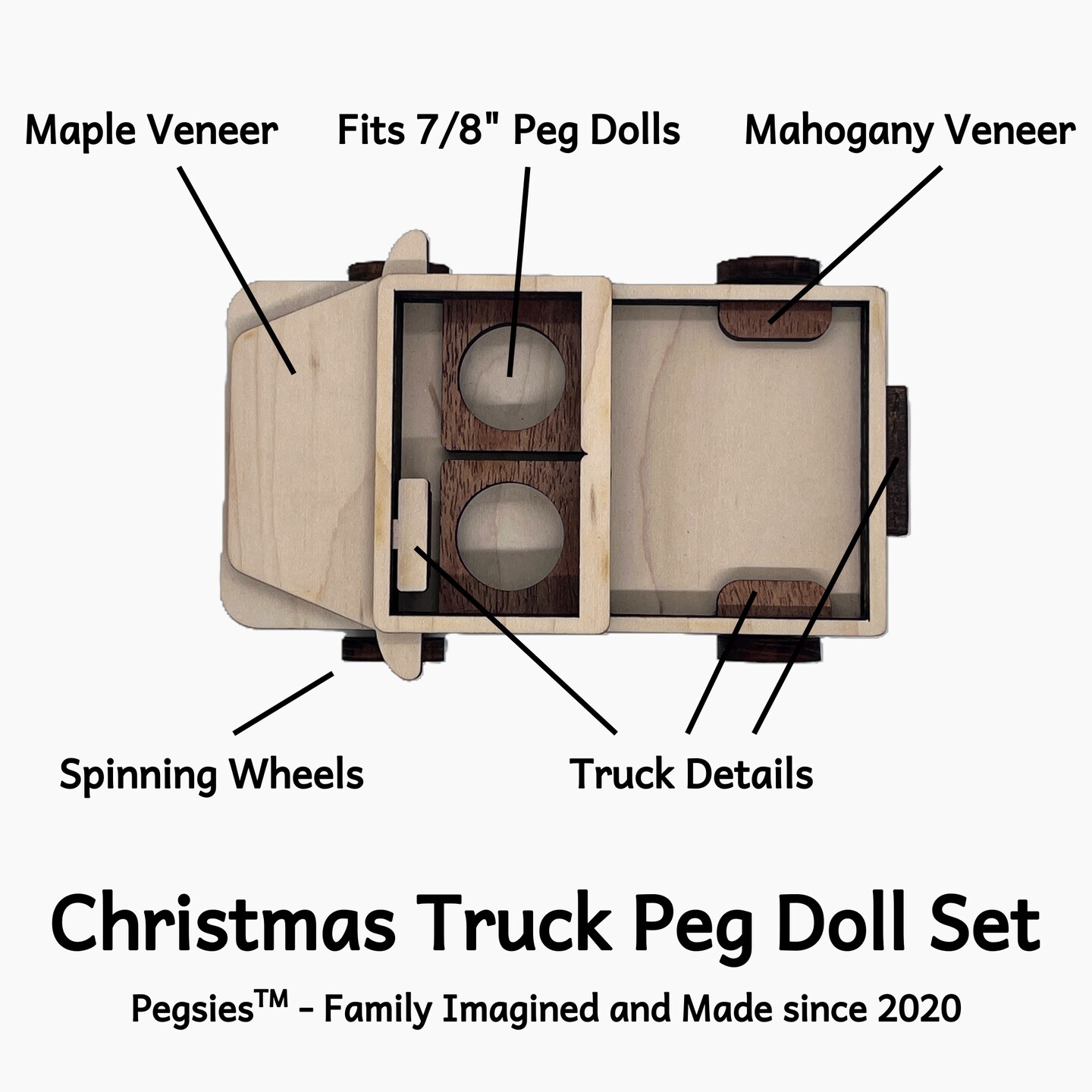 Christmas Truck Peg Doll Set by Pegsies&#x2122;