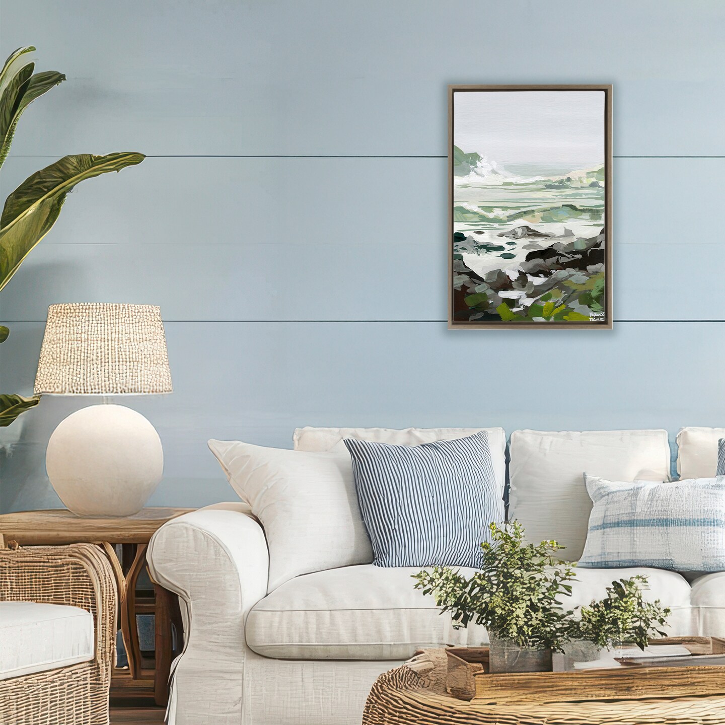 Stupell Industries Coastal Waves & Rocks Impression Floating Frame, design by Brook Page