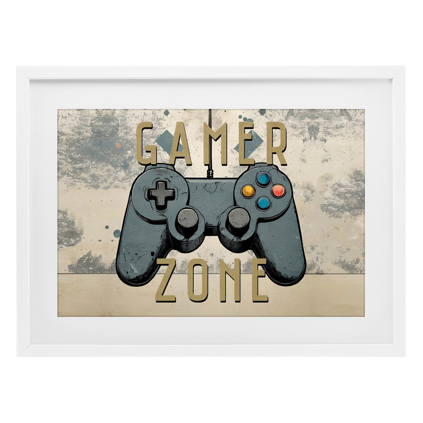 Stupell Industries Gamer Zone with Abstract Background Framed Print Under Glass, design by Kim Allen