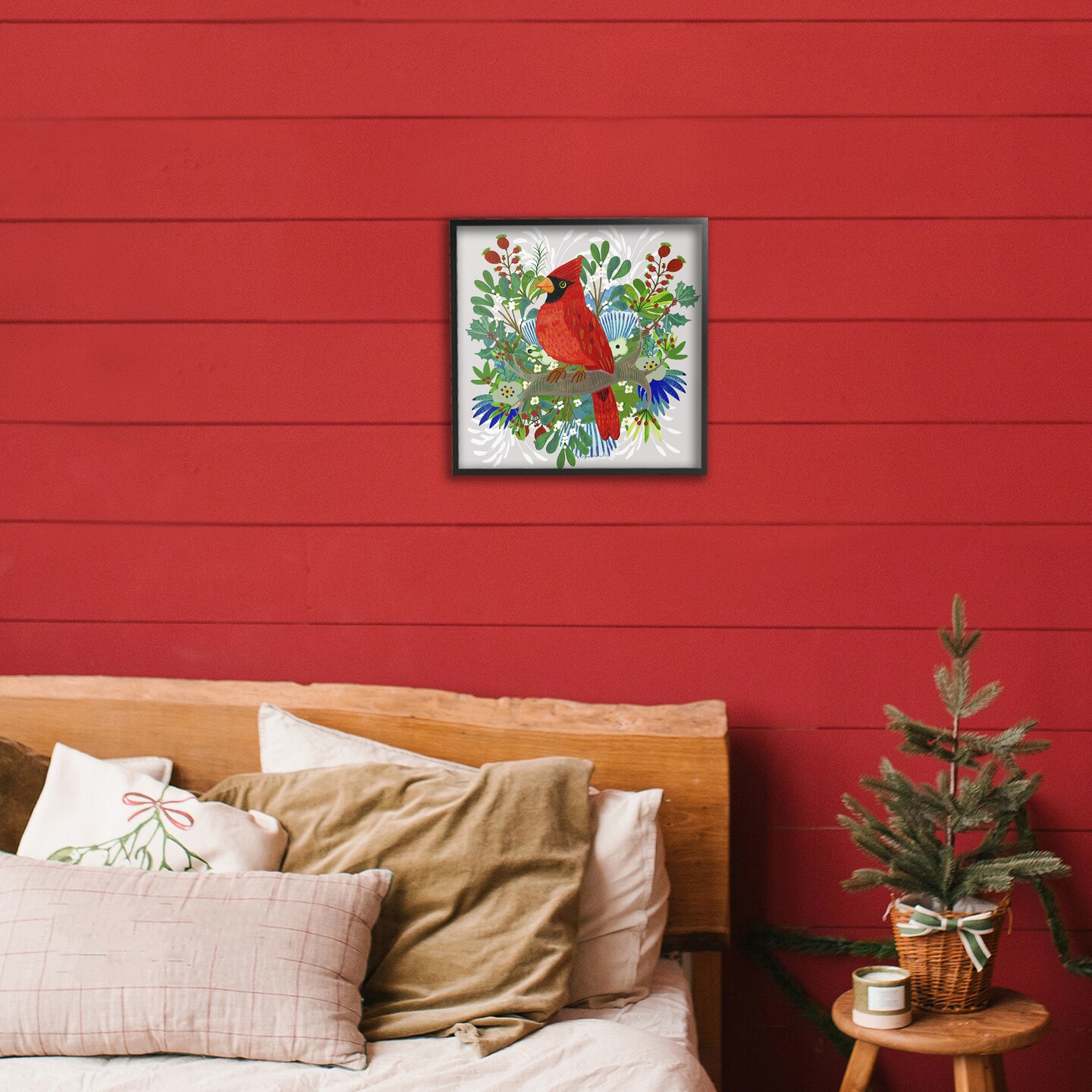 Stupell Industries Christmas Nestings Cardinal Framed Giclee, design by Kay Widdowson