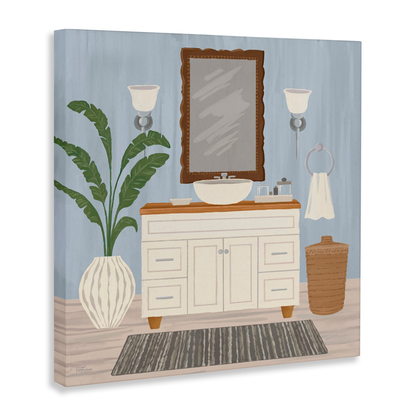 Stupell Industries Unwind and Refresh Bath Sink Canvas, design by Cat Thurman Designs