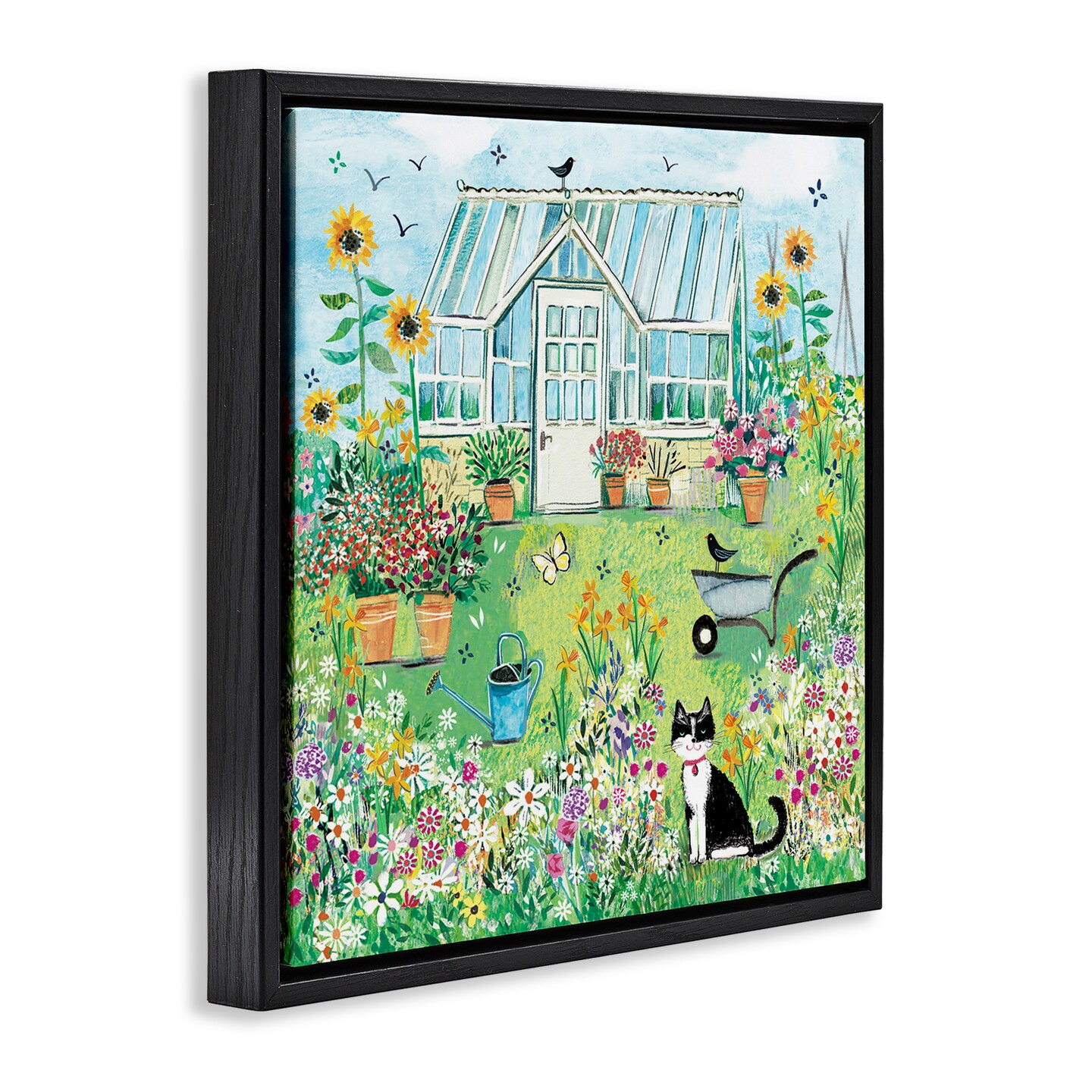 Stupell Industries Garden Greenhouse & Cat Floating Frame, design by Clare Tupper