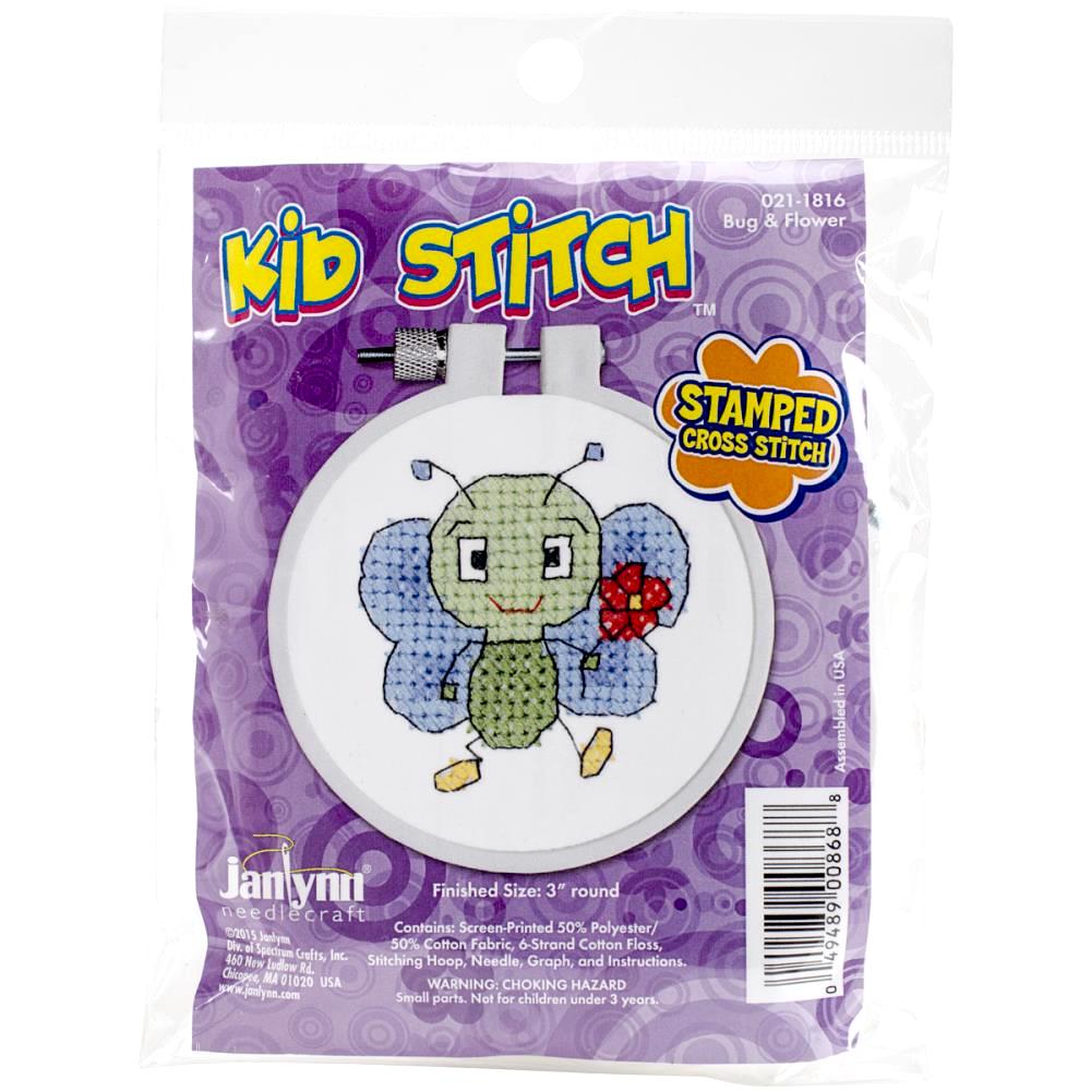 DIY Janlynn Bug & Flower Kids Beginner Stamped Cross Stitch Kit