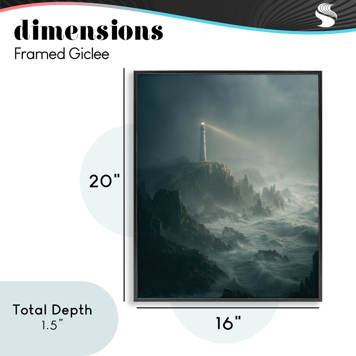 Stupell Industries Lighthouse and Stormy Cliff Framed Giclee, design by Ziwei Li