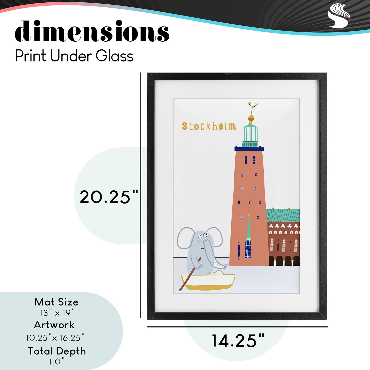 Stupell Industries Elephant in Stockholm Boat Framed Print Under Glass, design by Carla Daly