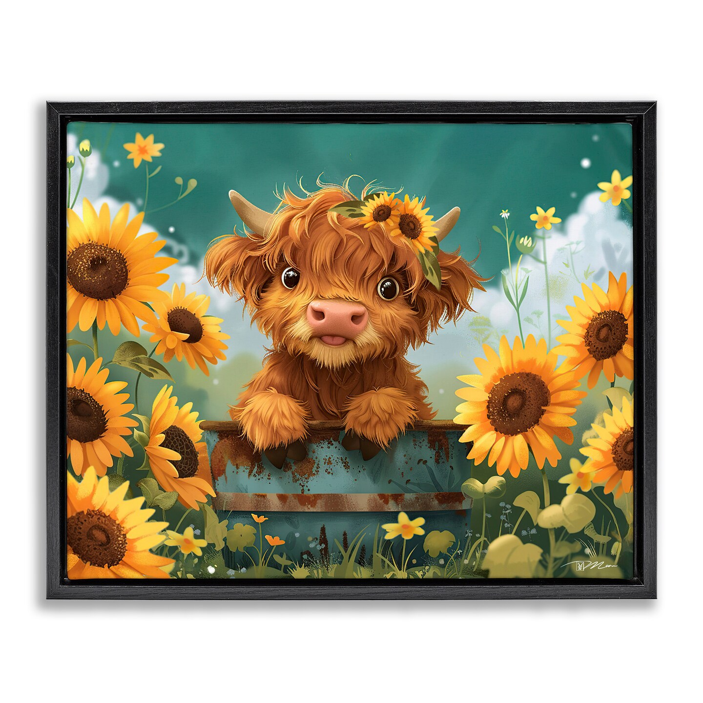 Stupell Industries Cute Happy Highland Cow Floating Frame, design by Momart