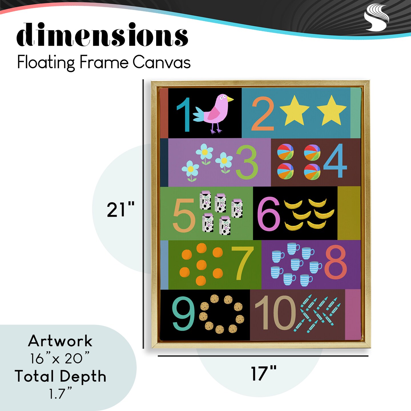 Stupell Industries Learning To Count Chart Floating Frame, design by Carla Daly