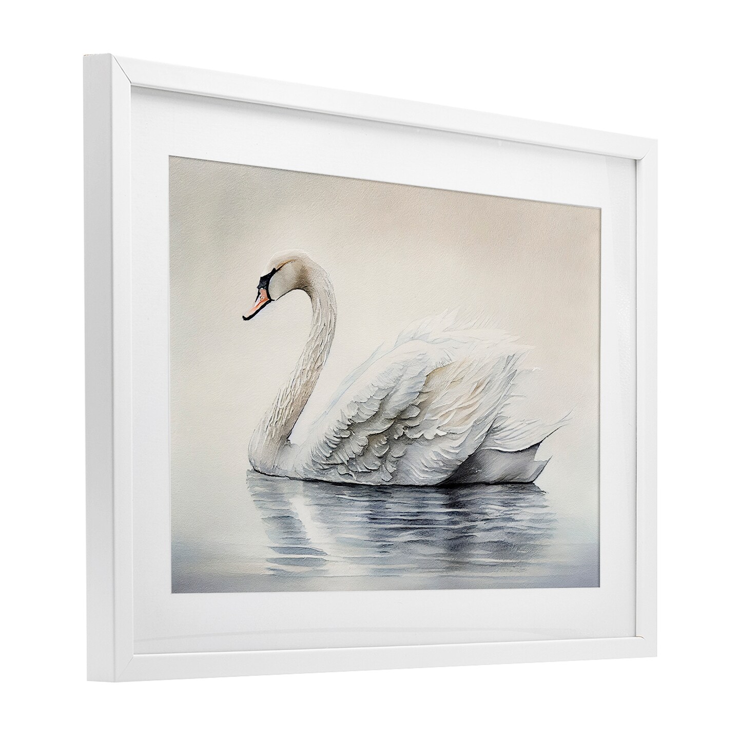 Stupell Industries Elegant Floating Swan Framed Print Under Glass, design by Sasha