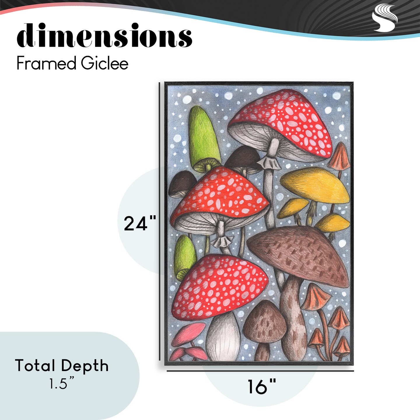 Stupell Industries Sketched Magical Mushrooms Framed Giclee, design by Cecilia Battaini