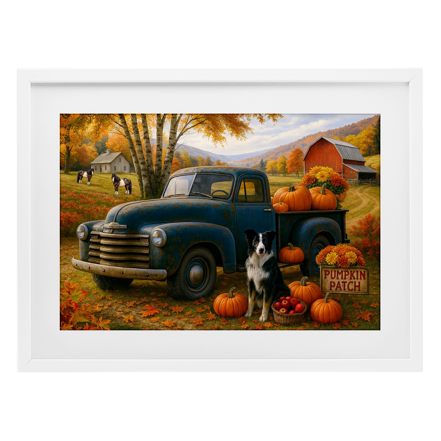 Stupell Industries Autumnal Farmland Collie Dog Framed Print Under Glass, design by Tom Crehan