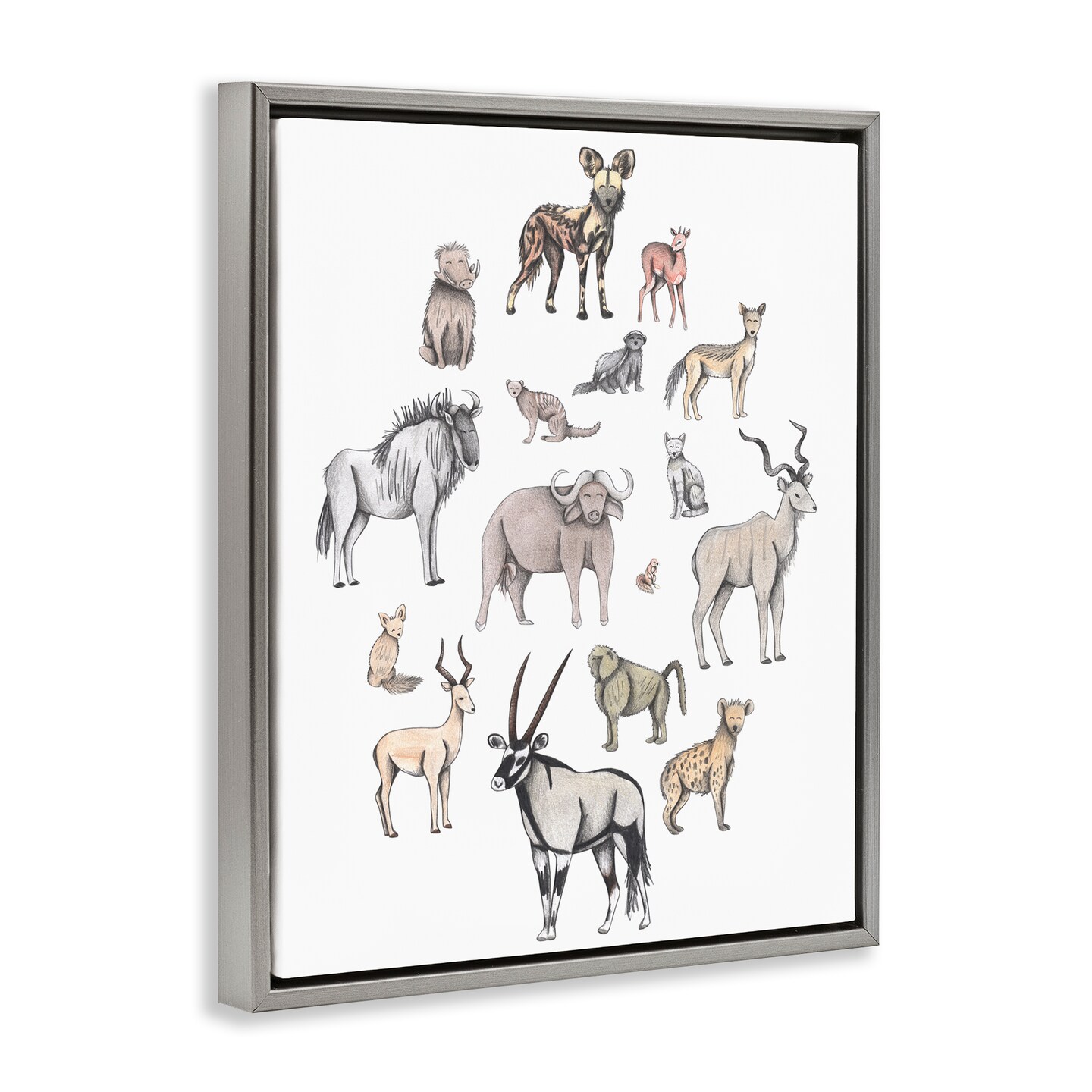 Stupell Industries Simple Africa Animals Floating Frame, design by Cecilia Battaini
