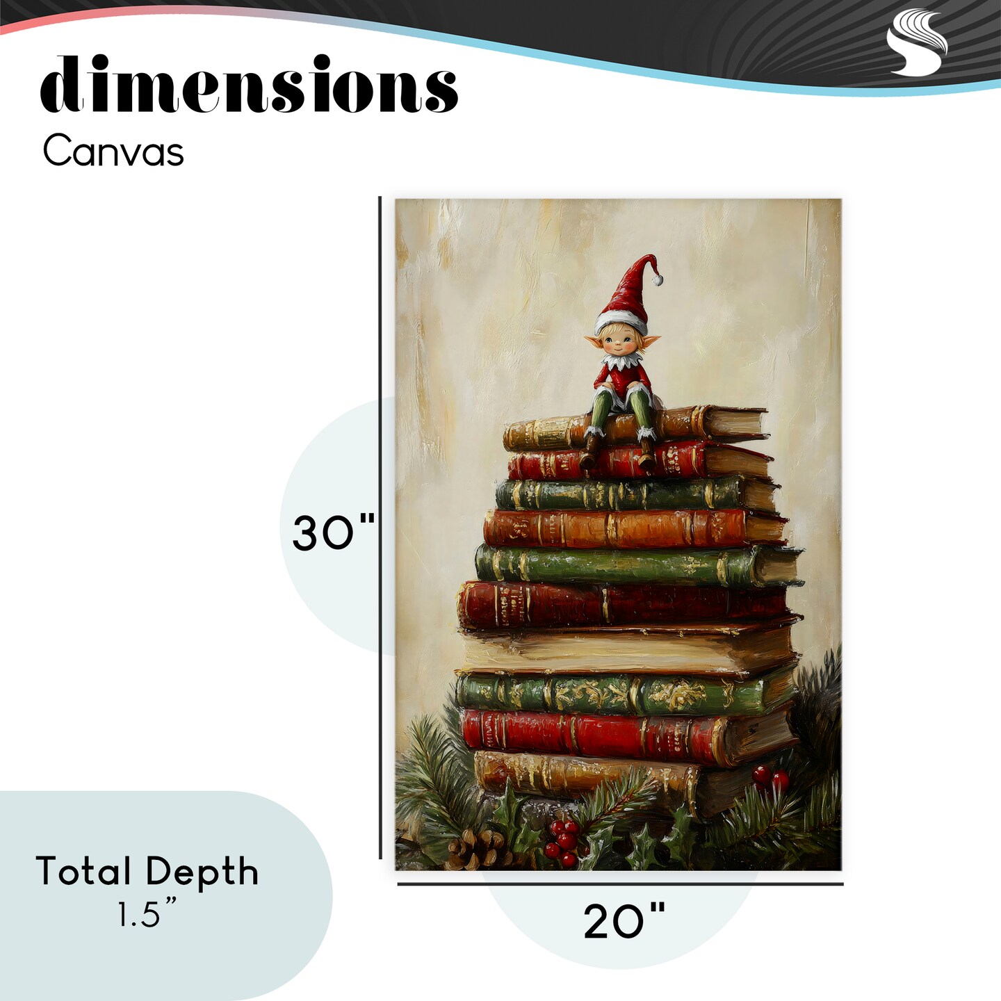 Stupell Industries Christmas Elf Bookstack Canvas, design by Petal Prints Design
