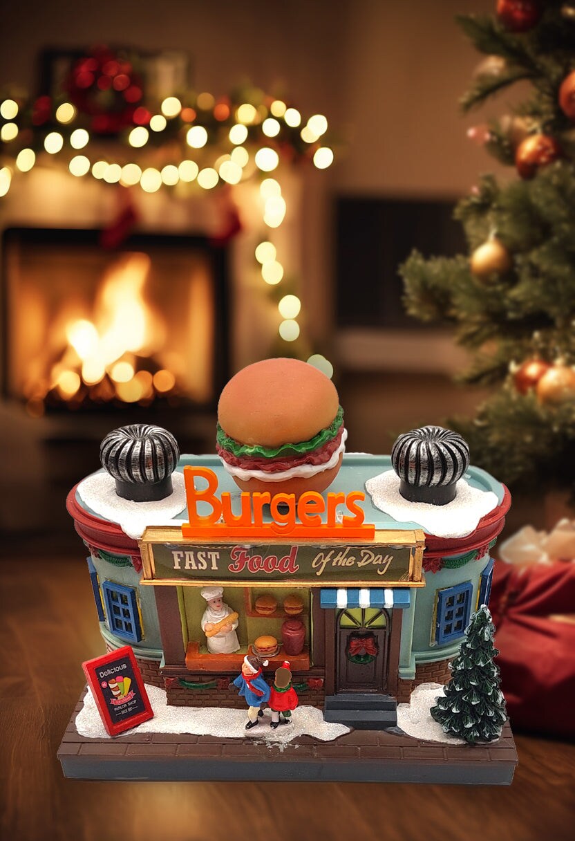 Holiday Burger Shop - Christmas Village Collection by Wizardi F07N5-9