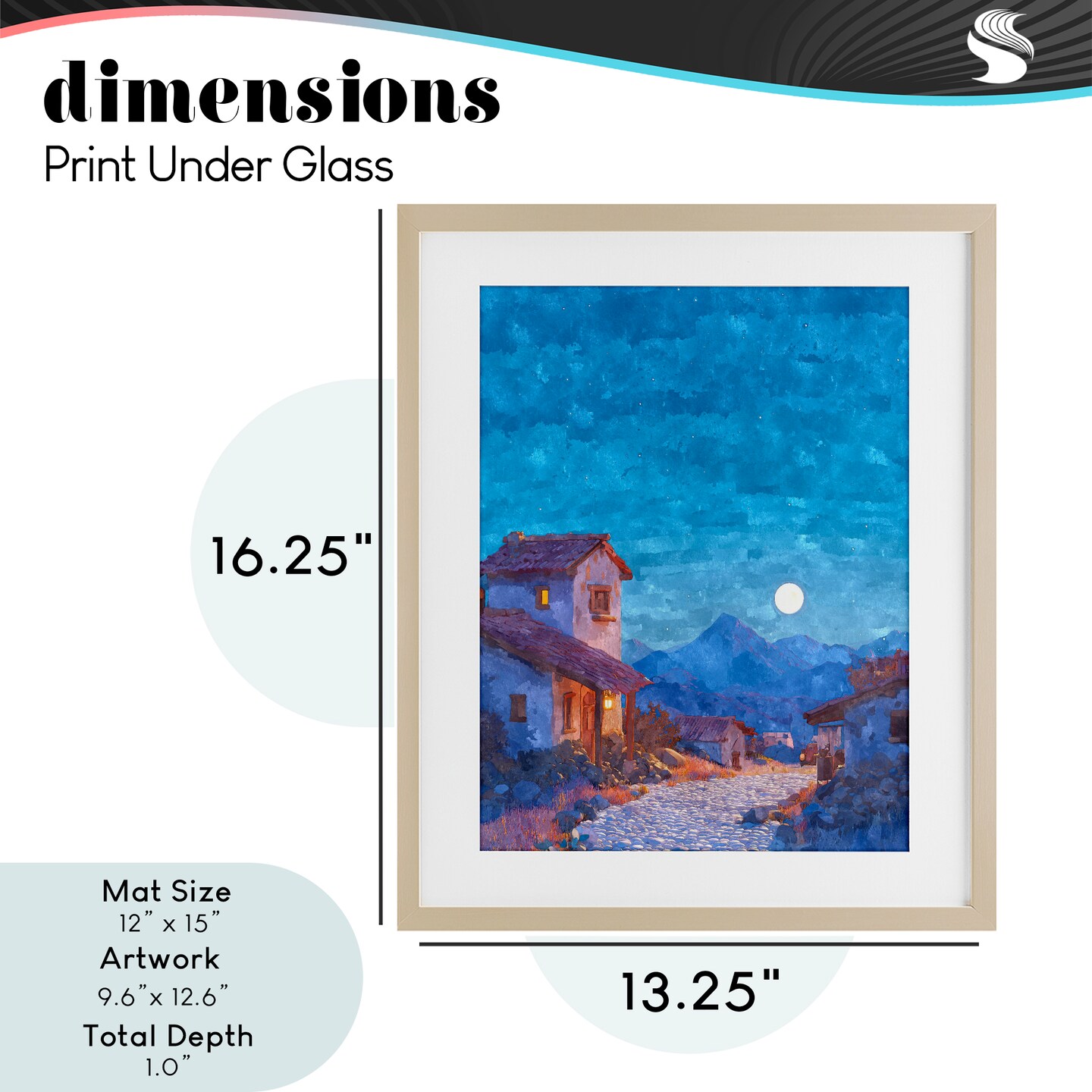 Stupell Industries Moon over Quiet Town Framed Print Under Glass, design by Ziwei Li