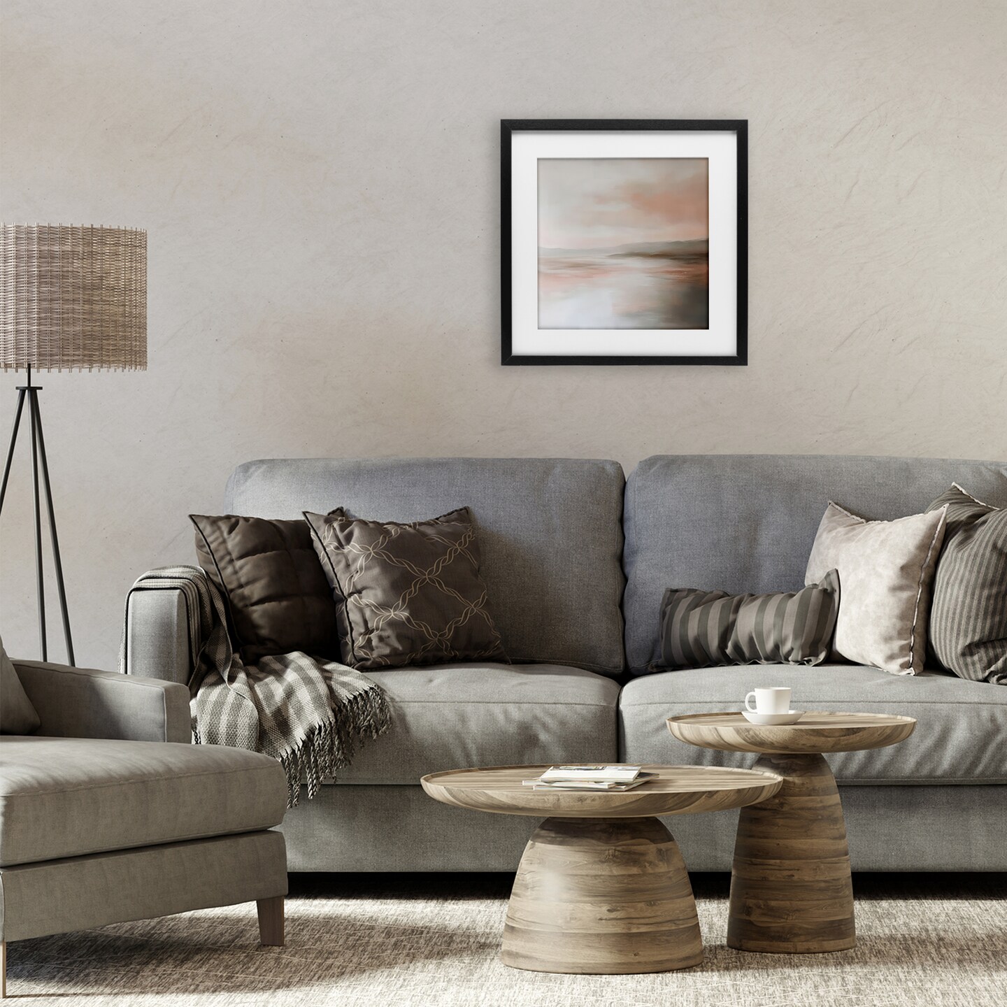 Stupell Industries Muted Landscape Abstract Coast Framed Print Under Glass, design by Petal Prints Design