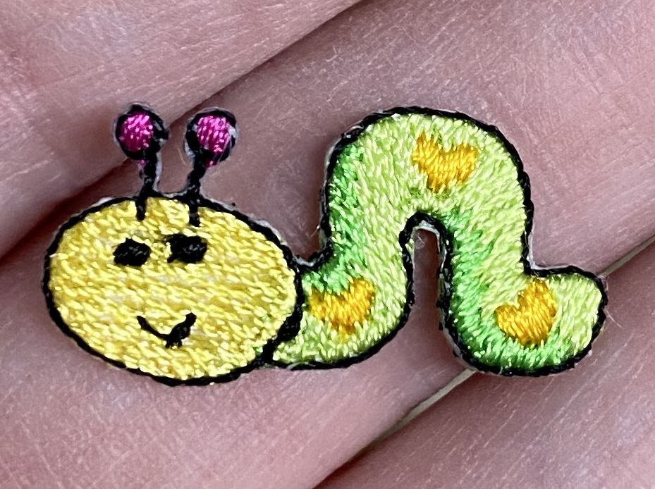 Set of 3, 1 inch Mini Green Inchworm, Embroidered, Iron on Patch