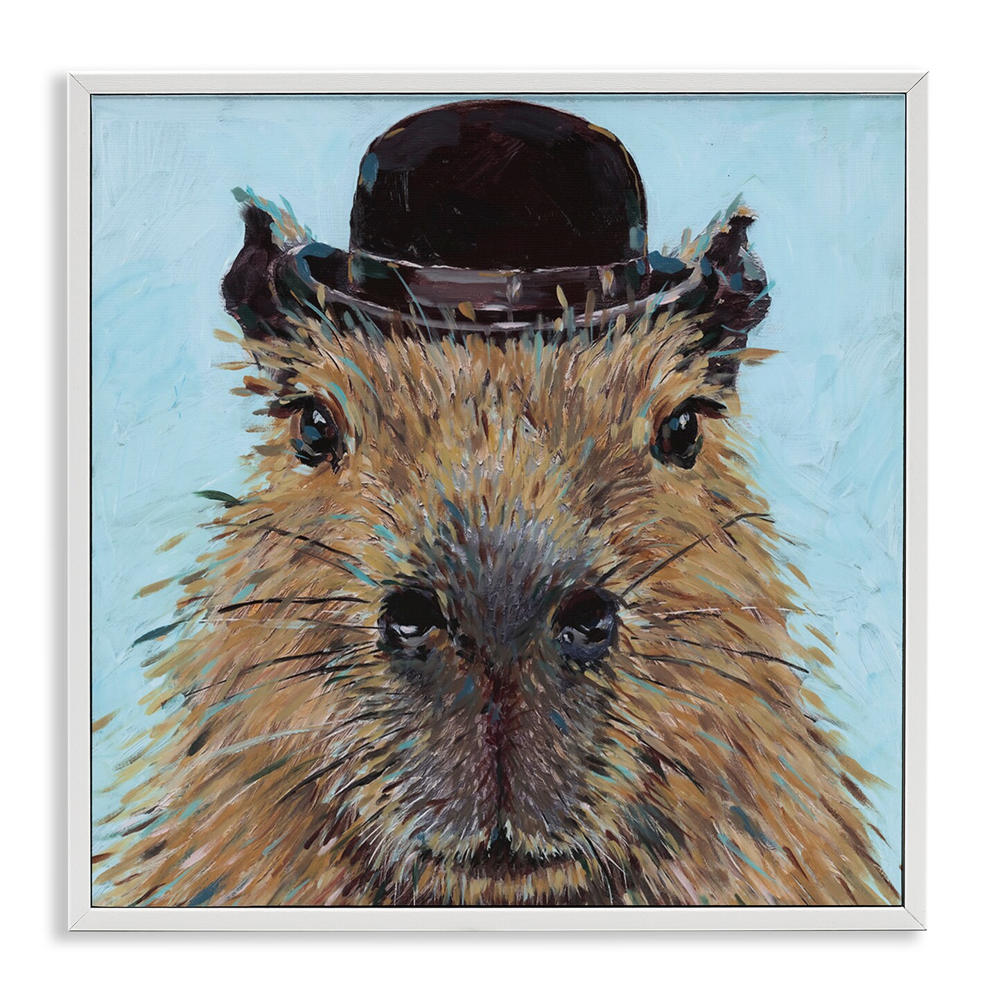 Stupell Industries Closeup Capybara with Hat Framed Giclee, design by Studio Bautista
