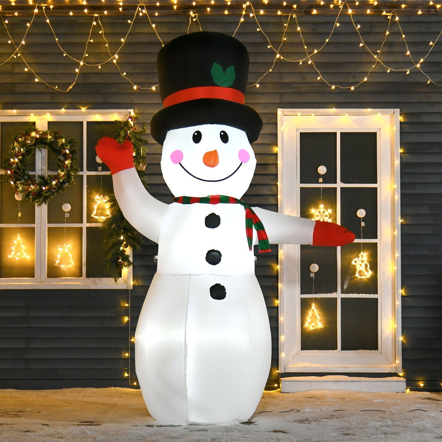 Edge Collections - 66.25" x 31.5" - White - Illuminated Christmas Snowman Inflatable Decoration - 1 Piece