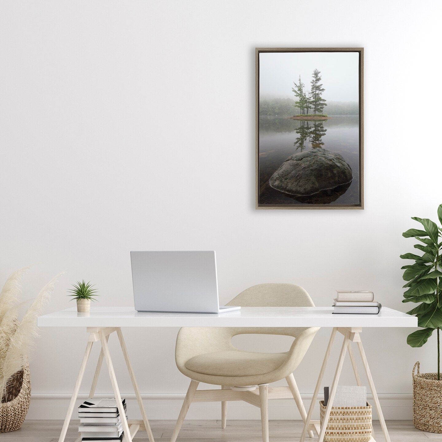 Stupell Industries Duo Trees Lake Reflection Floating Frame, design by James Rodewald