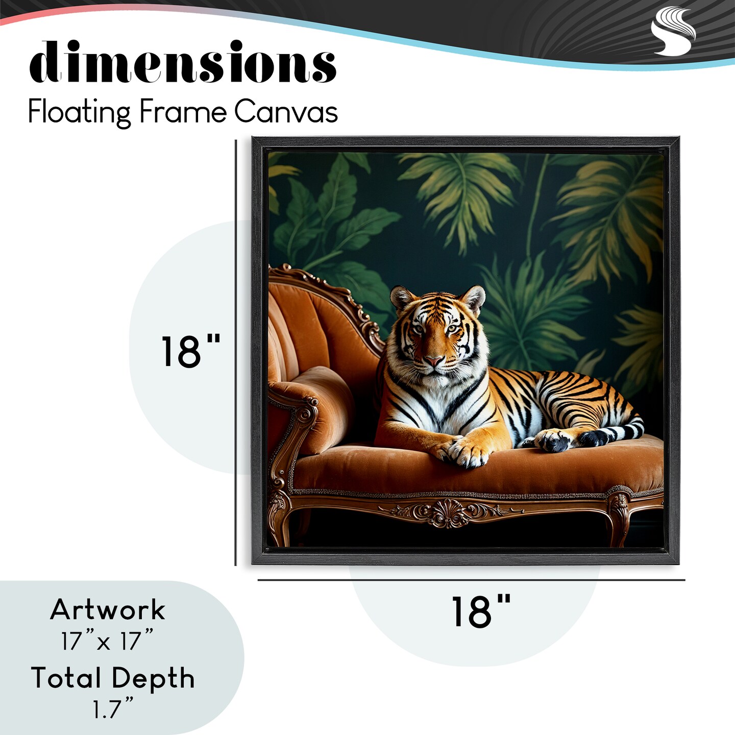 Stupell Industries Tiger Lounging on Chaise Floating Frame, design by Lettered and Lined