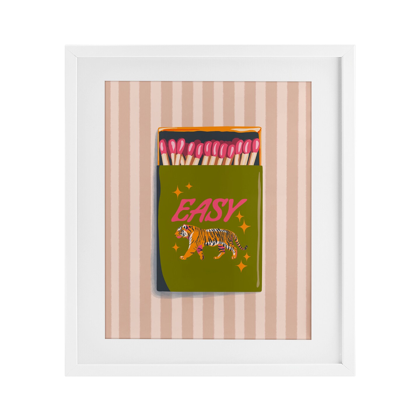Stupell Industries Easy Tiger Retro Matches Framed Print Under Glass, design by Elyse Anastacia