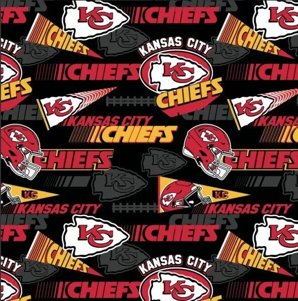 Licensed NFL Kansas City Chiefs Retro Cotton Black 70112 Fabric by the Yard