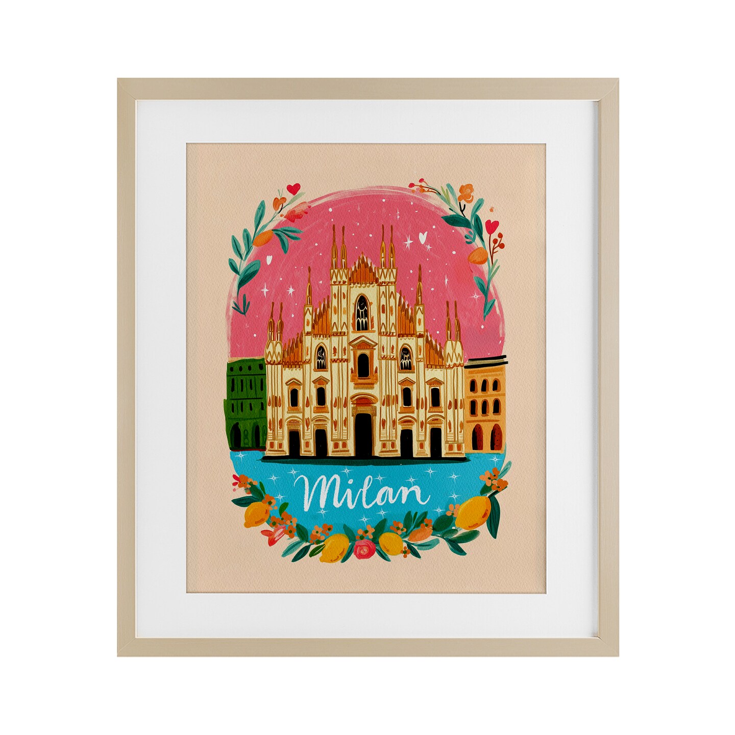 Stupell Industries Floral Bordered Milan Framed Print Under Glass, design by Yen