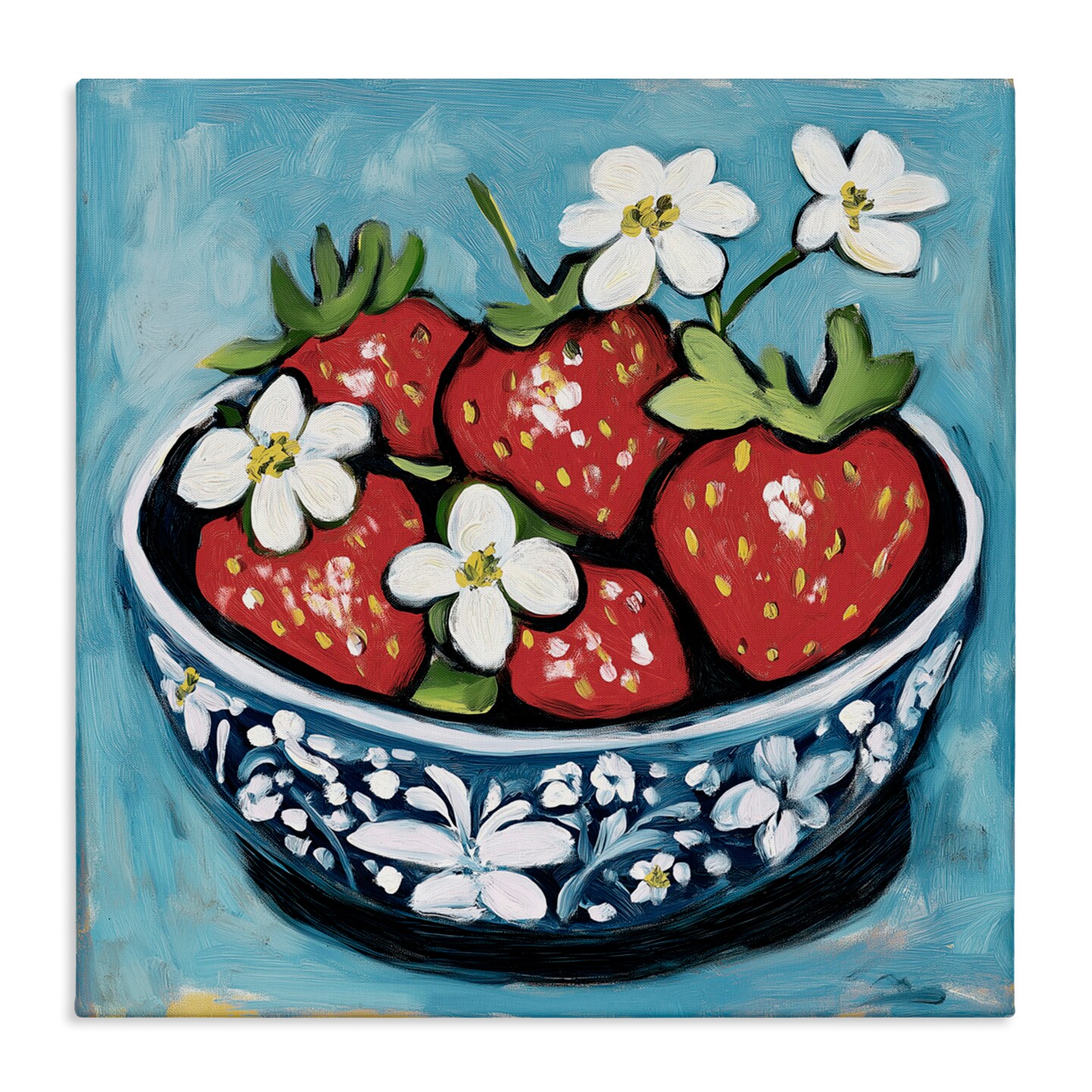 Stupell Industries Strawberries in Blue Bowl Canvas, design by Gina Kelly