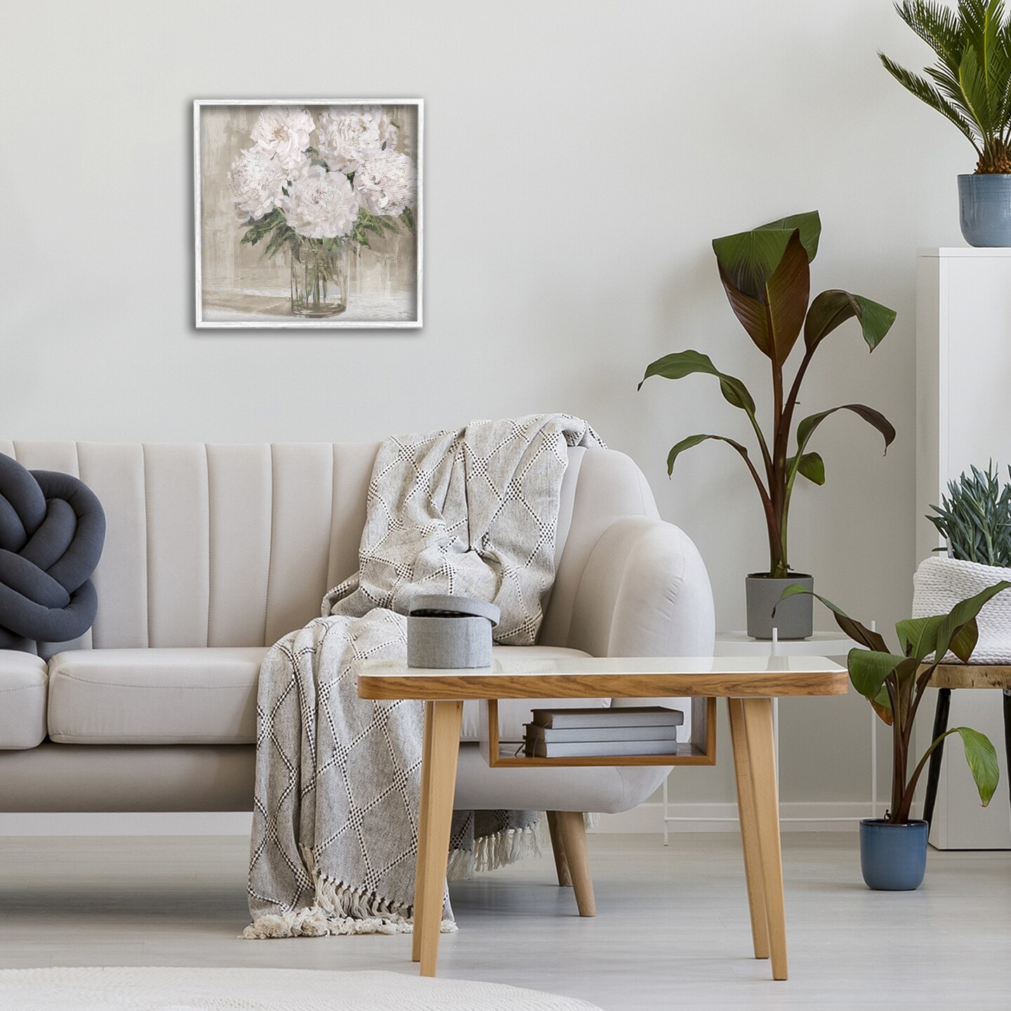 Stupell Industries Peony Blooms Beige Neutral Framed Giclee, design by Amber Sterling