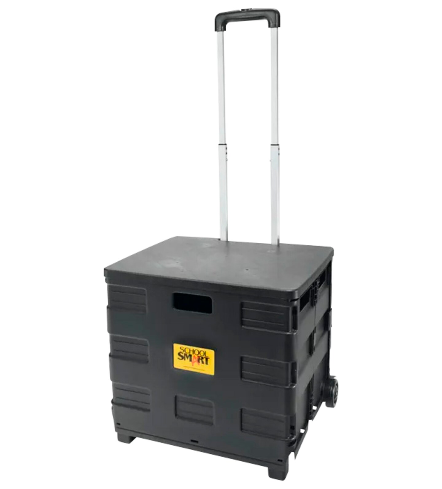School Smart Folding Storage Cart on Wheels, Large, 16-1/4 x 13 x 13-1/2 Inches, Black