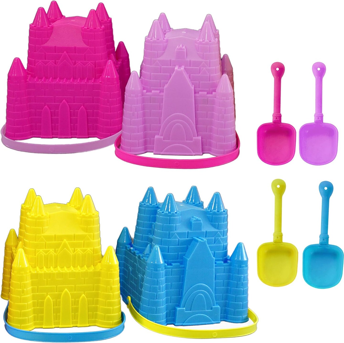 4E&#x2019;s Novelty 4 Sets Castle Beach Bucket &#x26; Shovel - Sand Castle Building Kit