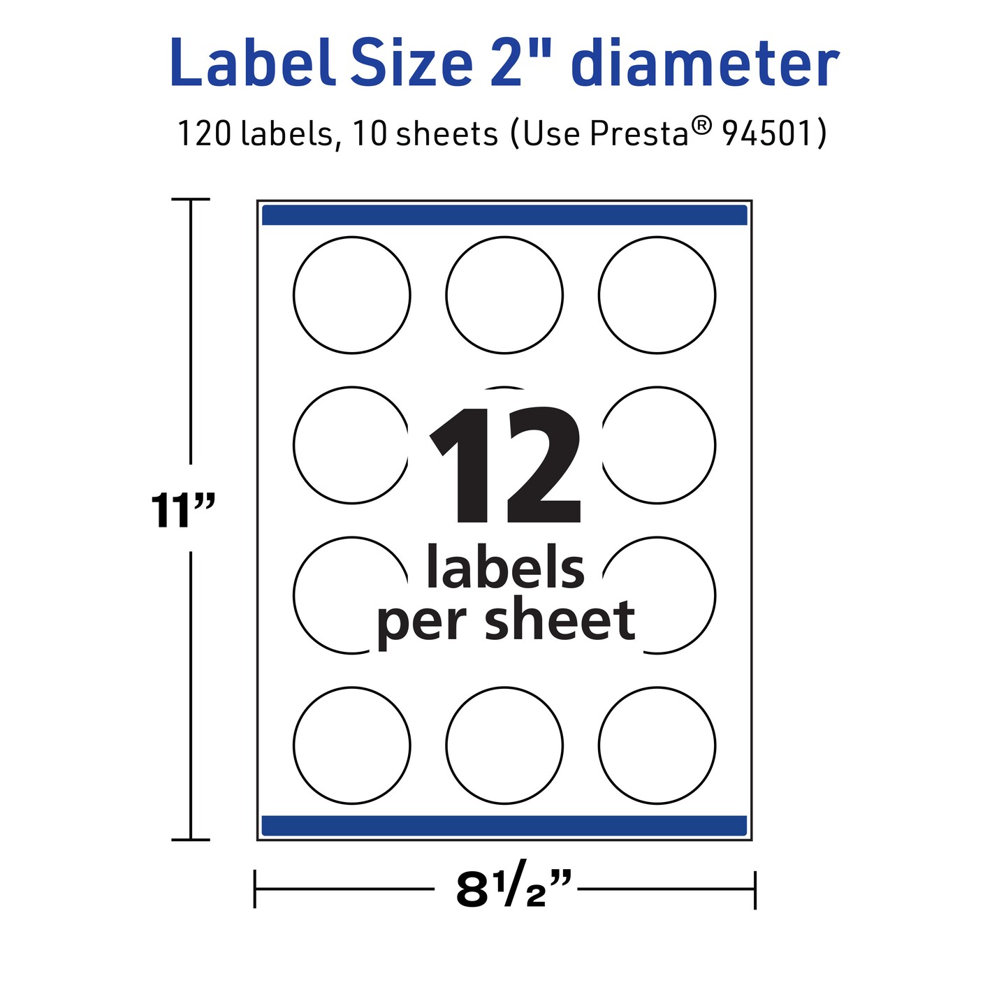 Avery TrueBlock Matte White Paper Labels,  2&#x22; diameter Round