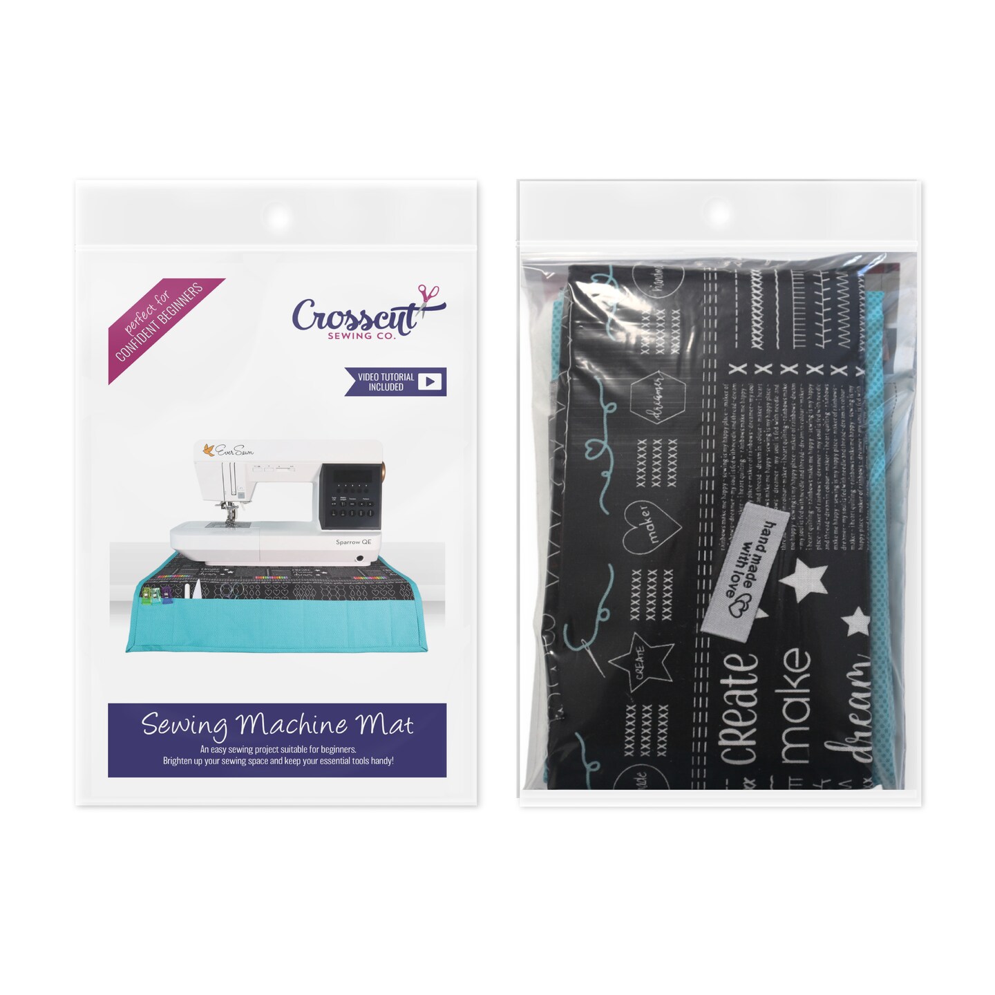 Crosscut Sewing Co.&#xAE; Sewing Machine Mat Sewing Project Kit for Beginners with Fabric, Instructions and Video