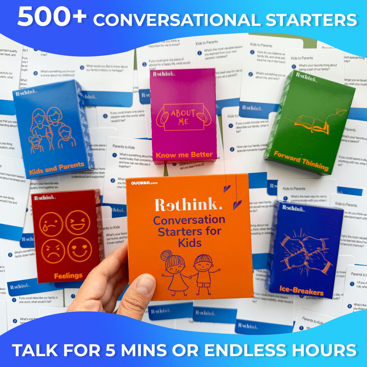 Rethink!: Conversation Starters for Kids | 500 Conversation Cards Family Pack