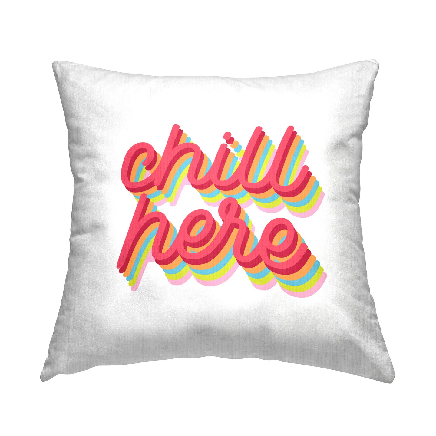 Chill Here Striped Cursive Design by Lil&#x27; Rue Throw Pillow 