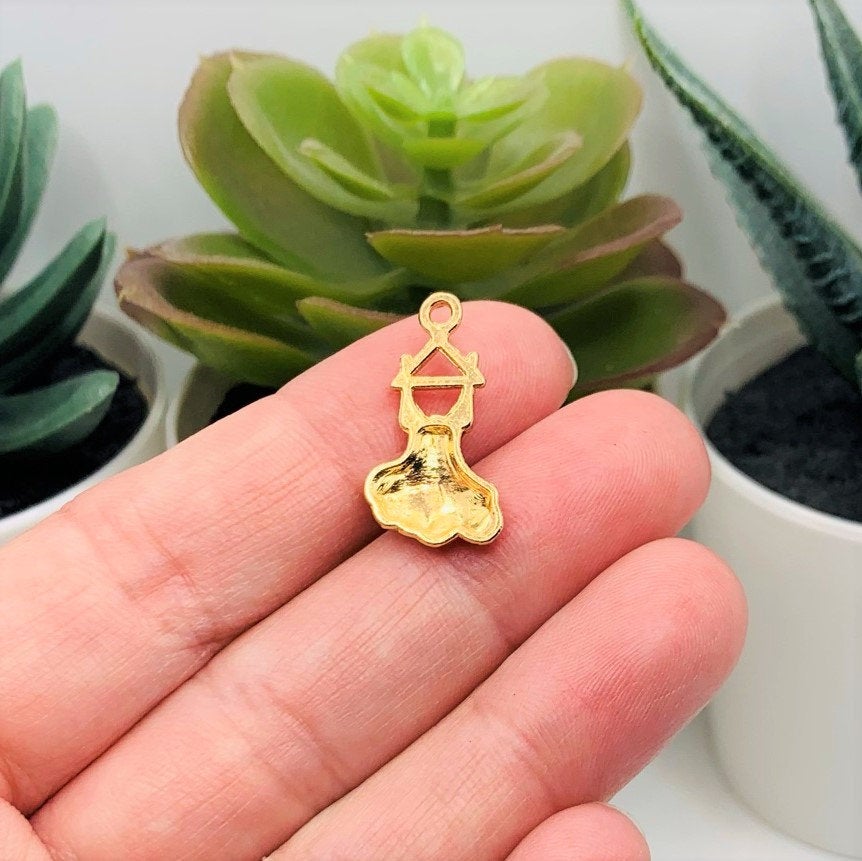 4, 20 or 50 Pieces: Red and Gold Flamenco Dress Charms