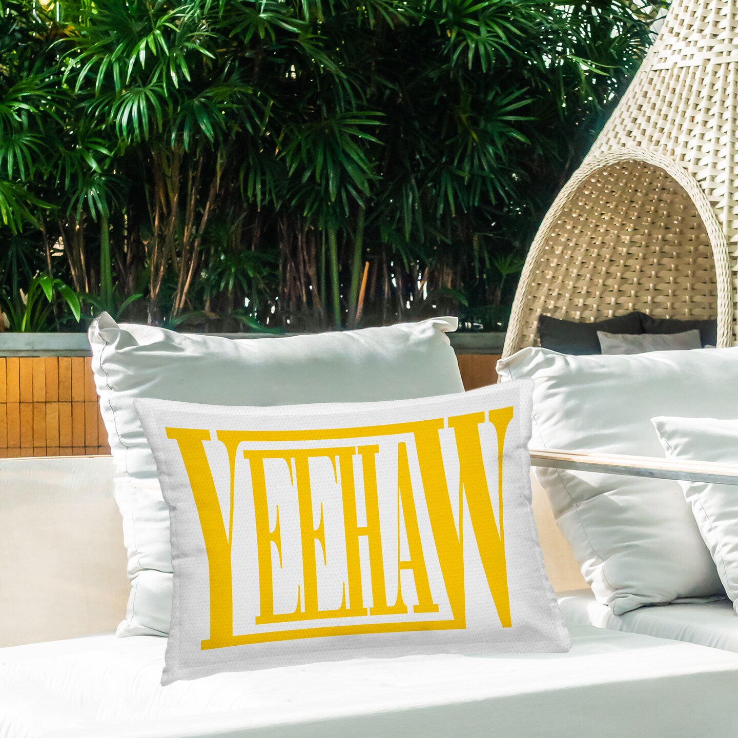 Yeehaw Rodeo Word Design by Grace Popp Outdoor Printed Pillow 