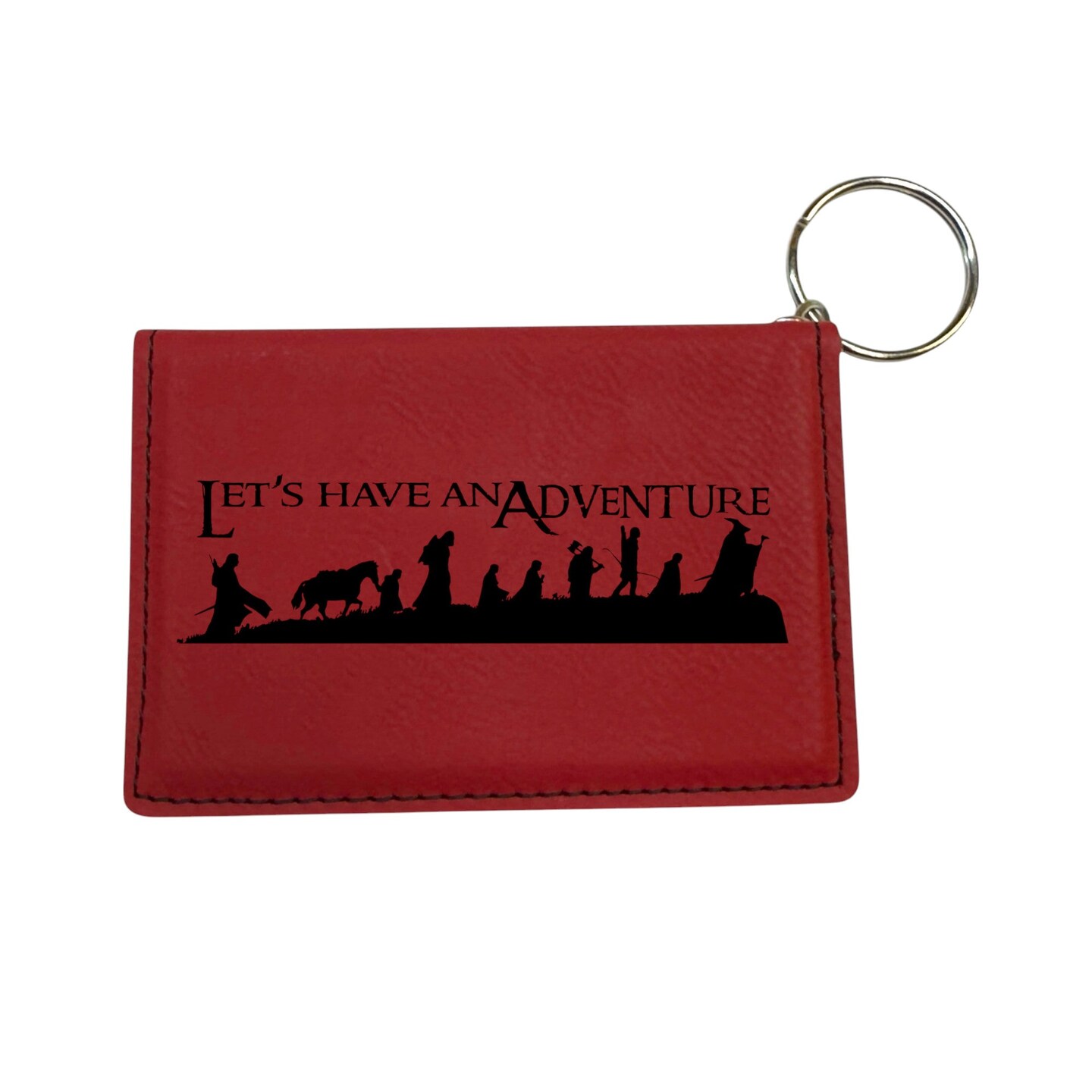 Keychain ID Holder Wallet - Lets Have an Adventure - Leather