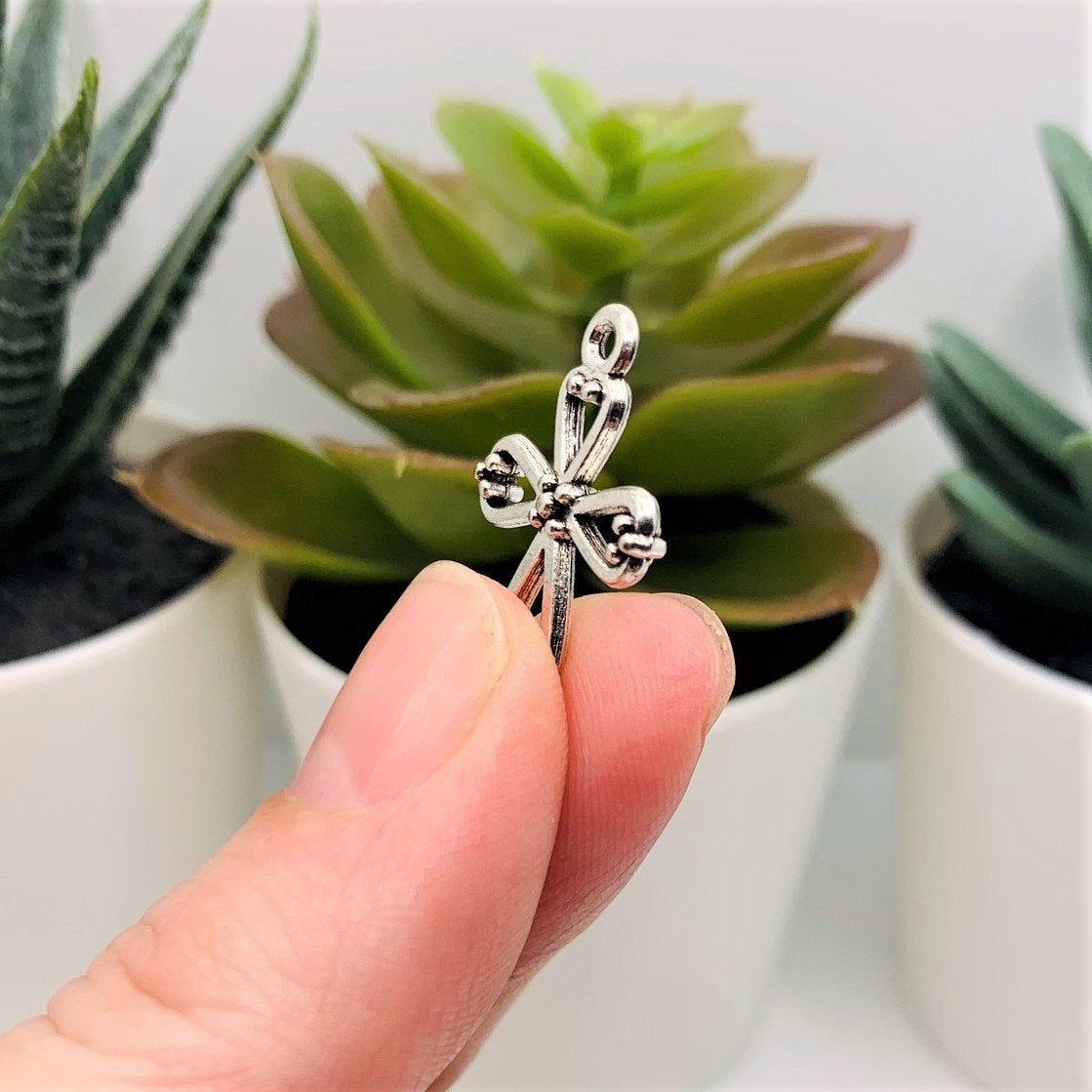 4, 20 or 50 Pieces: Silver Ornate Cross Charms, Double Sided