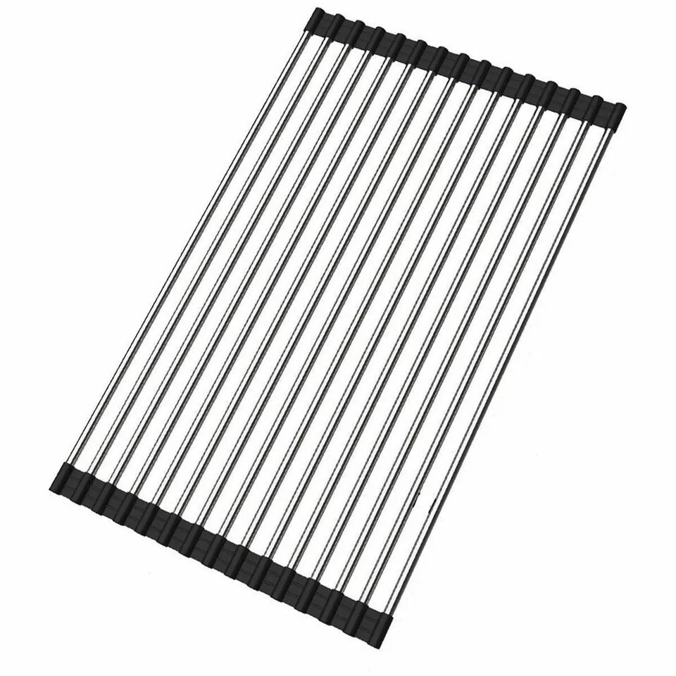 Kitchen Stainless Steel Sink Drain Rack Roll Up Dish Rack Food.