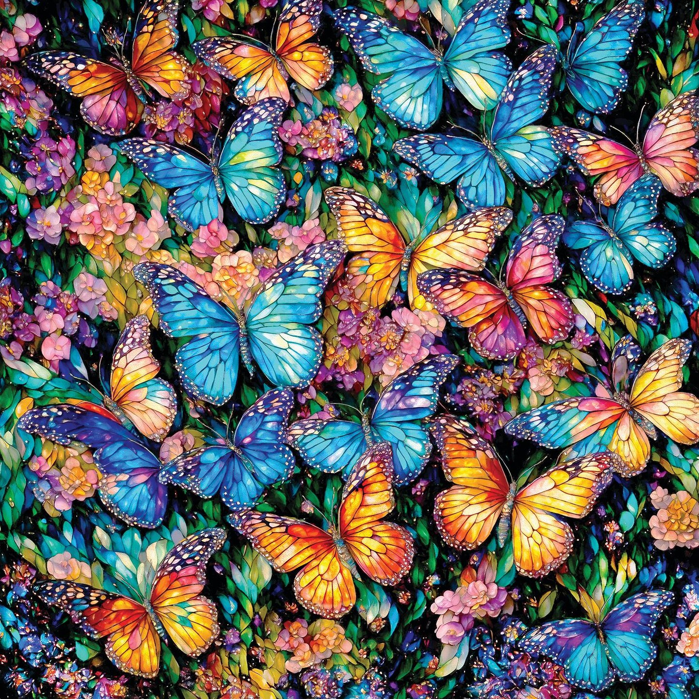 Sunsout Stained Glass Butterflies 500 pc   Jigsaw Puzzle 71315