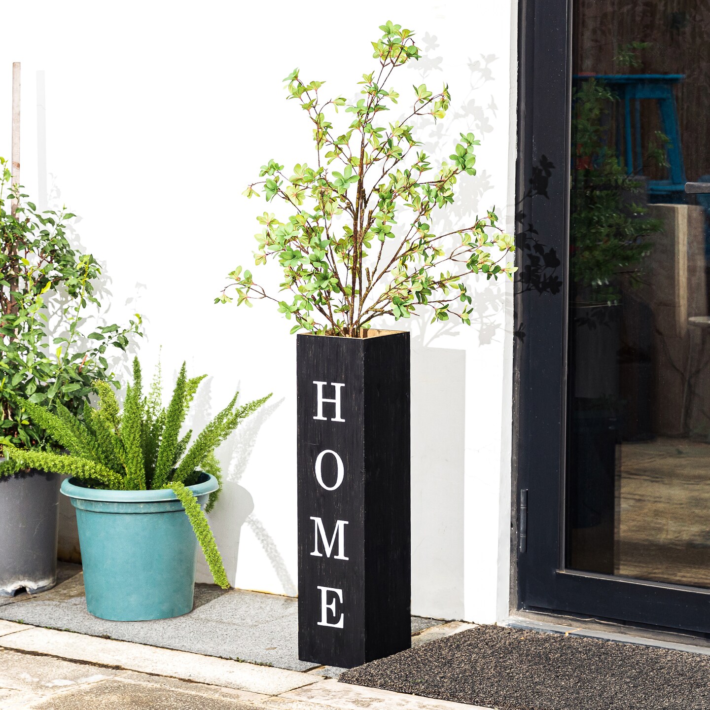 Set of 2 30"H Double Sided Solid Wood Boxed "WELCOME" Porch Signs